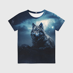 Футболка детская Волк ночью, цвет: 3D-принт