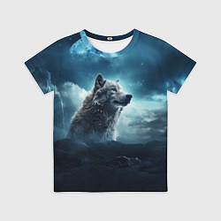 Футболка детская Волк ночью под луной, цвет: 3D-принт