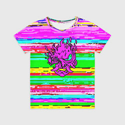 Футболка детская Cyberpunk 2077 радужные полосы, цвет: 3D-принт