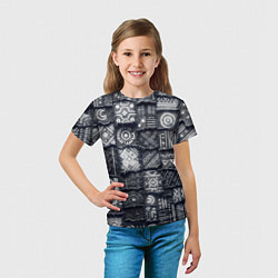 Футболка детская Африканские узоры на пэчворк дениме, цвет: 3D-принт — фото 2