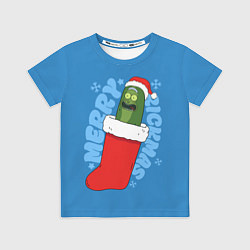 Футболка детская Новогодний Рик огурчик - Merry Rickmas, цвет: 3D-принт
