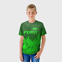 Футболка детская Ford - green gradient посередине, цвет: 3D-принт — фото 2