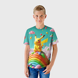 Футболка детская Пикачу на сладкой планете - нейроарт, цвет: 3D-принт — фото 2