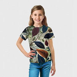 Футболка детская Листья искусство, цвет: 3D-принт — фото 2