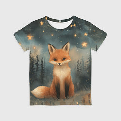 Футболка детская Лисичка в звездном лесу, цвет: 3D-принт