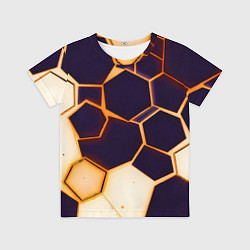 Футболка детская Чёрные шестиугольники на чёрном фоне, цвет: 3D-принт