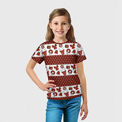 Футболка детская Новогодний паттерн, цвет: 3D-принт — фото 2