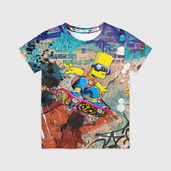 Футболка детская Bart Simpson on a skateboard - graffiti, цвет: 3D-принт