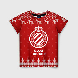Футболка детская Новогодний Club Brugge с оленями, цвет: 3D-принт