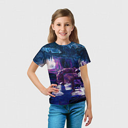 Футболка детская Глитч текстура - искаженное пространство, цвет: 3D-принт — фото 2