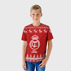 Футболка детская Новогодний Real Madrid с оленями, цвет: 3D-принт — фото 2