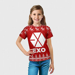 Футболка детская Новогодний Exo с оленями, цвет: 3D-принт — фото 2