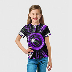 Футболка детская Чёрно-фиолетовая сфера киберпанк, цвет: 3D-принт — фото 2