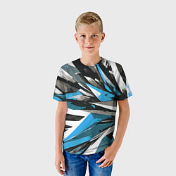 Футболка детская Чёрно-сине-белая абстракция, цвет: 3D-принт — фото 2