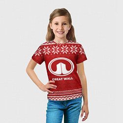 Футболка детская Новогодний Great Wall, цвет: 3D-принт — фото 2