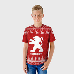 Футболка детская Новогодний Peugeot с оленями, цвет: 3D-принт — фото 2