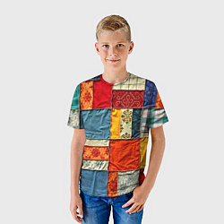 Футболка детская Пэчворк из ярких тканей, цвет: 3D-принт — фото 2