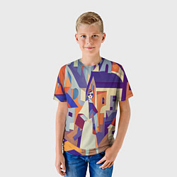 Футболка детская Кубизм абстрактный город, цвет: 3D-принт — фото 2