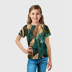 Футболка детская Крупные листья в тропиках, цвет: 3D-принт — фото 2
