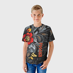 Футболка детская Россия - цветочный узор, цвет: 3D-принт — фото 2