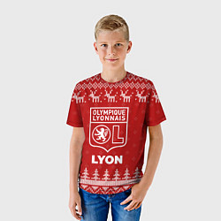Футболка детская Новогодний Lyon с оленями, цвет: 3D-принт — фото 2