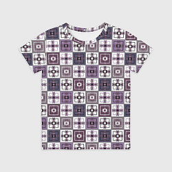 Футболка детская Серый сиреневый геометрический узор пэчворк, цвет: 3D-принт