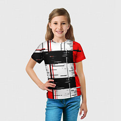 Футболка детская Чёрные и красные полосы на белом фоне, цвет: 3D-принт — фото 2