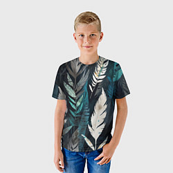 Футболка детская Перья и листья, цвет: 3D-принт — фото 2