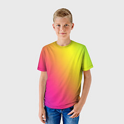 Футболка детская Градиент зелёно-фиолетовый насыщенный, цвет: 3D-принт — фото 2