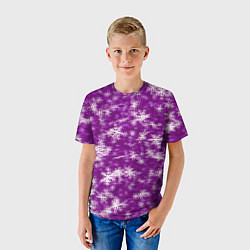 Футболка детская Снежинки глитч, цвет: 3D-принт — фото 2