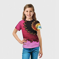 Футболка детская Фрактал узор розовый, цвет: 3D-принт — фото 2