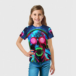Футболка детская Metallica - neon skull with headphones, цвет: 3D-принт — фото 2