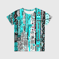 Футболка детская Киберпанк паттерн голубой, цвет: 3D-принт