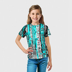 Футболка детская Киберпанк паттерн голубой, цвет: 3D-принт — фото 2