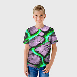 Футболка детская Треснувший камень зелёный, цвет: 3D-принт — фото 2