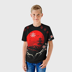 Футболка детская Japan red black nature, цвет: 3D-принт — фото 2