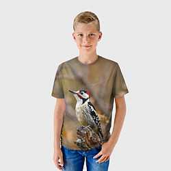 Футболка детская Дятел в лесу, цвет: 3D-принт — фото 2