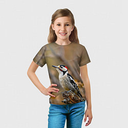 Футболка детская Дятел в лесу, цвет: 3D-принт — фото 2