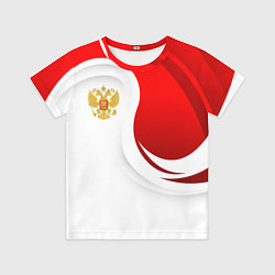 Футболка детская Россия - красный и белый, цвет: 3D-принт
