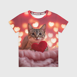 Футболка детская Котик с сердечком, цвет: 3D-принт