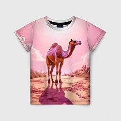 Футболка детская Верблюд в розовой пустыне, цвет: 3D-принт