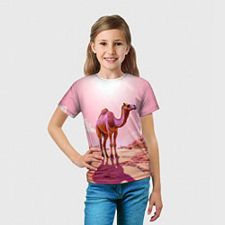 Футболка детская Верблюд в розовой пустыне, цвет: 3D-принт — фото 2