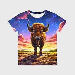 Футболка детская Буйвол в звездной ночи, цвет: 3D-принт