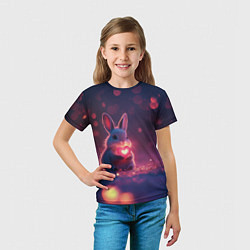 Футболка детская Зайчик держит сердечко, цвет: 3D-принт — фото 2