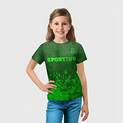 Футболка детская Sporting - green gradient посередине, цвет: 3D-принт — фото 2