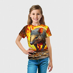 Футболка детская Броненосец в огне, цвет: 3D-принт — фото 2
