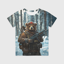 Футболка детская Русский медведь с автоматом, цвет: 3D-принт