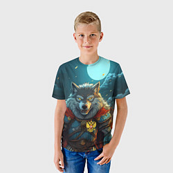 Футболка детская Серый волк с гербом РФ, цвет: 3D-принт — фото 2