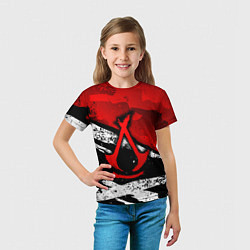 Футболка детская Assassins creed: shadows - красная абстракция, цвет: 3D-принт — фото 2