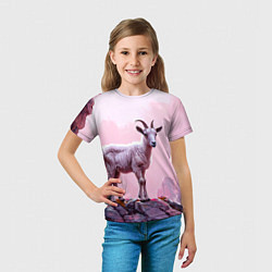 Футболка детская Козлик в розовом свете, цвет: 3D-принт — фото 2